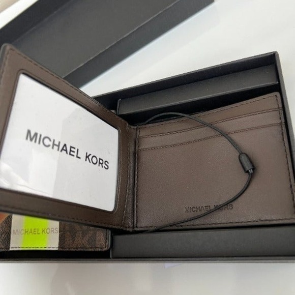 Michael kors Men Wallet Card Case Gift box set Brown Neon - Picture 5 of 6